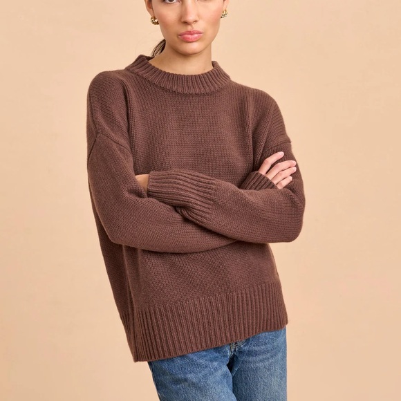 La Ligne Sweaters - La Ligne Brown Marin Crewneck Sweater